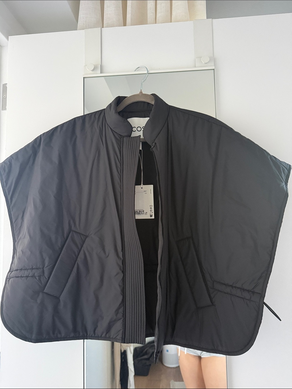 COS Black Quilted Cape-Style Puffer Jacket